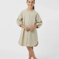 Solid Dress For Girl - Beige - MEME