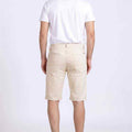 Men's chino shorts in light beige, back view with belt loops and rear pockets