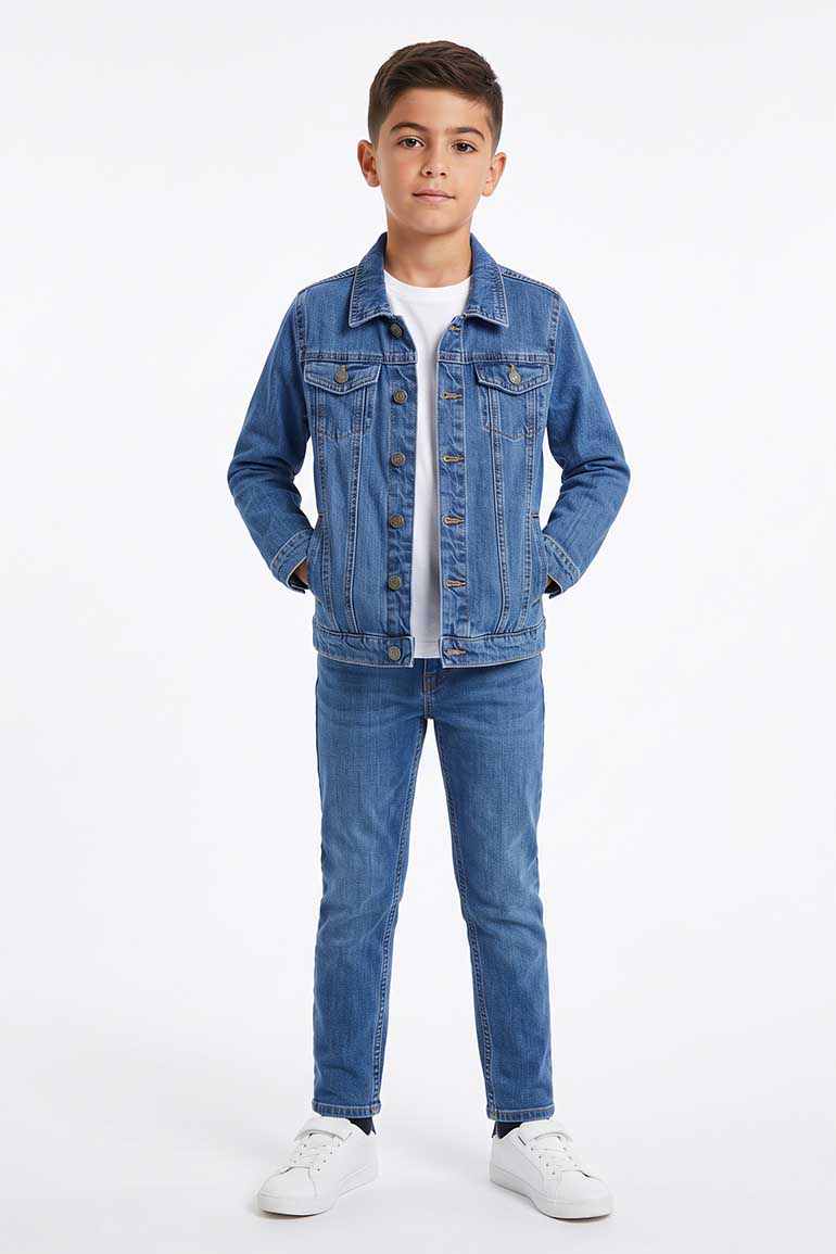 MEDIUM WASH DENIM JACKET FOR BOYS