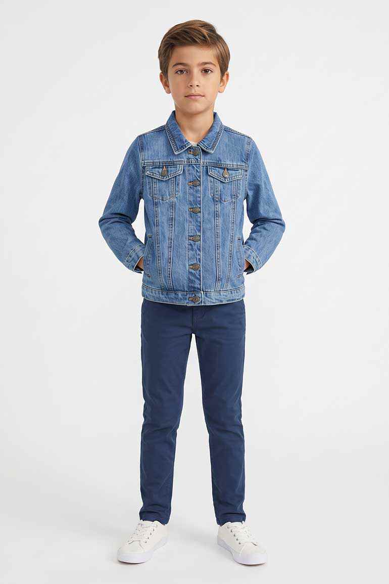 MEDIUM WASH DENIM JACKET FOR BOYS