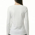 V-Neck Long Sleeve T-Shirt for Women - White - MEME