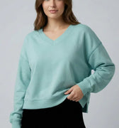 V-Neck Sweatshirt For Women - Green - MEME