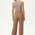 Wide-Leg Tailored Trousers for Women - Dusty Rose - MEME