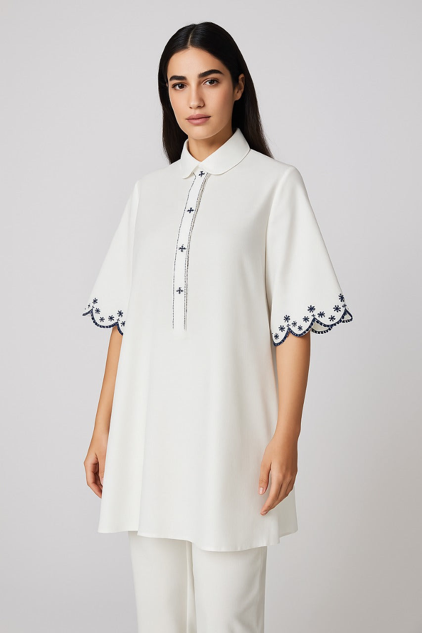 Embroidered Tunic for Women - White