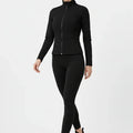 Zip-Up Activewear Jacket For Women - Black - MEME