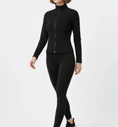 Zip-Up Activewear Jacket For Women - Black - MEME