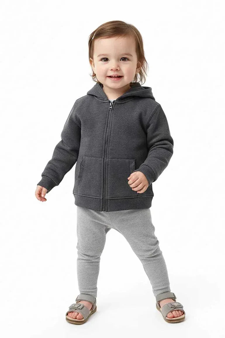 Zip-Up Fleece Hoodie For BabyGirl - Charcoal Grey - MEME