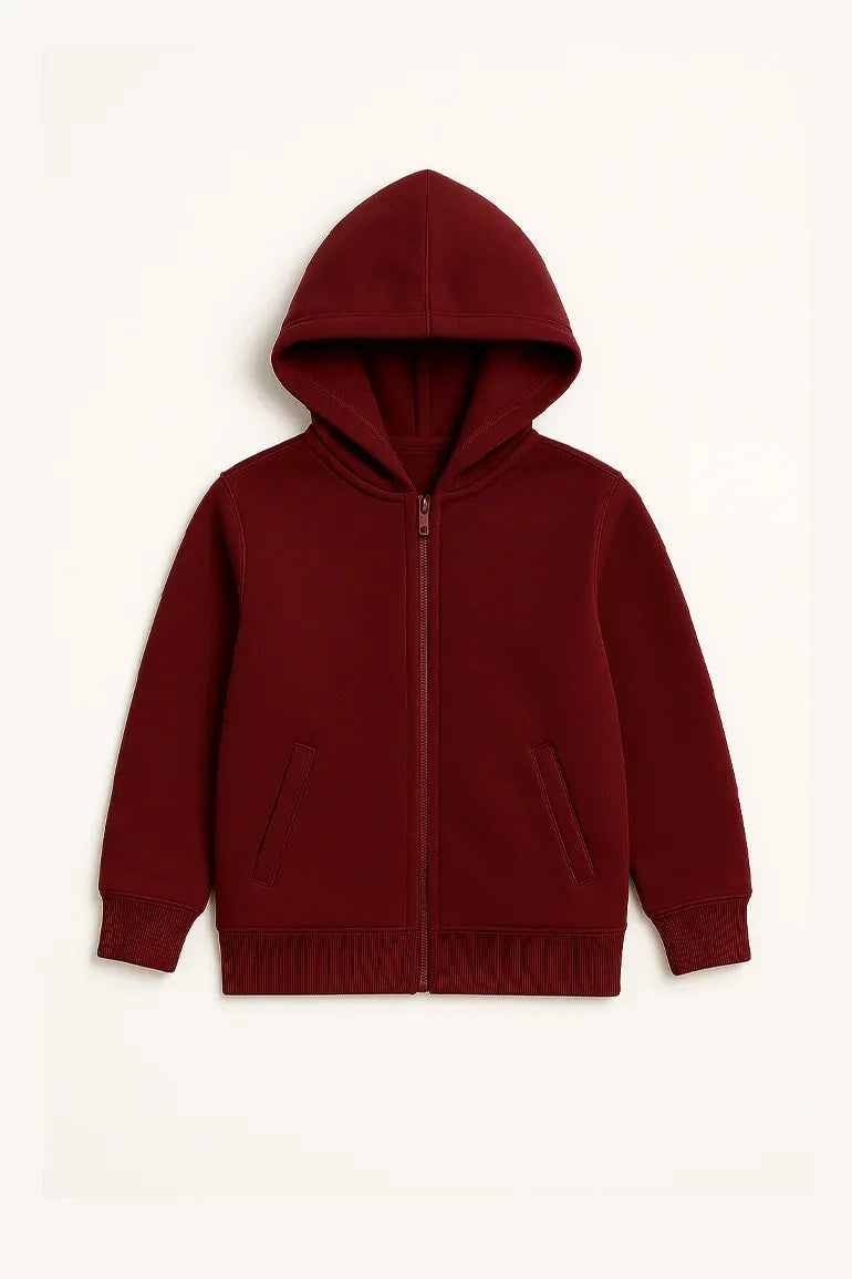 Zip-Up Hoodie For Girls - Rose Wine - MEME