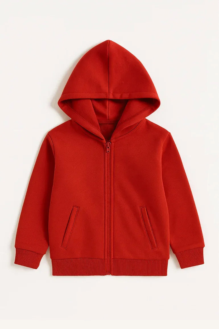 Zip-Up Hoodie For Girls - Red - MEME