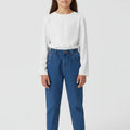 Paper Bag Denim Jeans For Girl - Mid Blue - MEME
