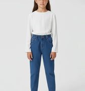 Paper Bag Denim Jeans For Girl - Mid Blue - MEME