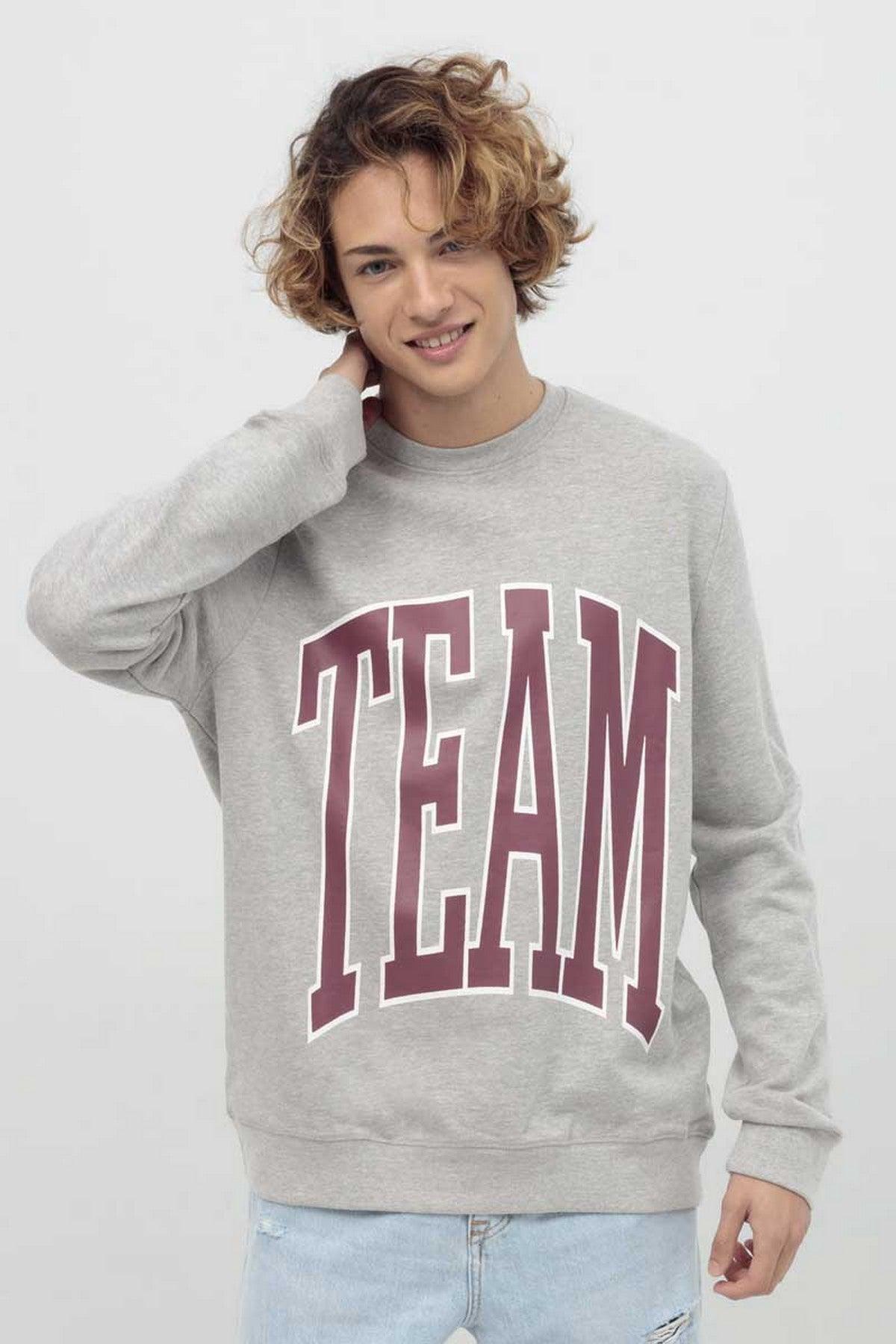 Printed Sweatshirt For Men - Heather Grey