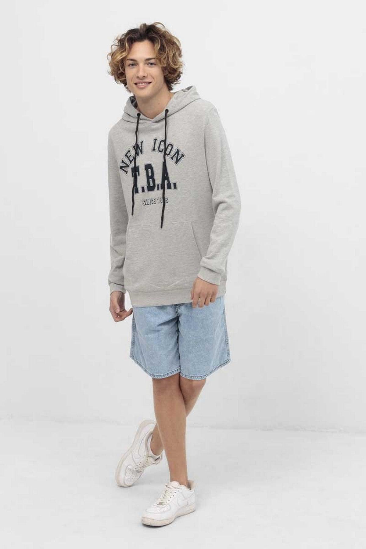 Typography Hoodie For Men - Grey