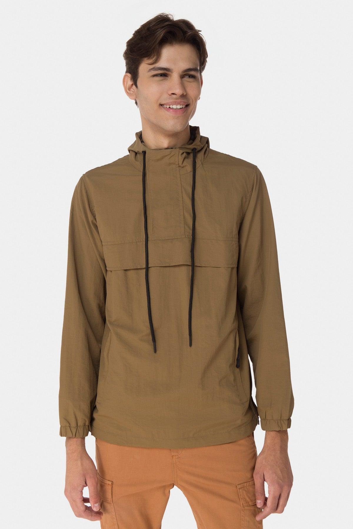 Pouch-Pocket Jacket For Men - Olive Brown