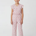 Printed Jumpsuit Dress For Girl - Pink - MEME