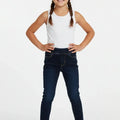 Dark Wash Denim Jegging For Girl - Dark Blue - MEME
