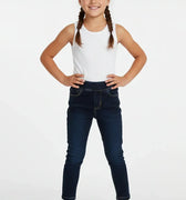 Dark Wash Denim Jegging For Girl - Dark Blue - MEME