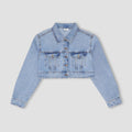 Cropped Denim Jacket For Women – Light Blue 