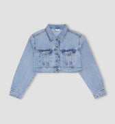 Cropped Denim Jacket For Women – Light Blue 