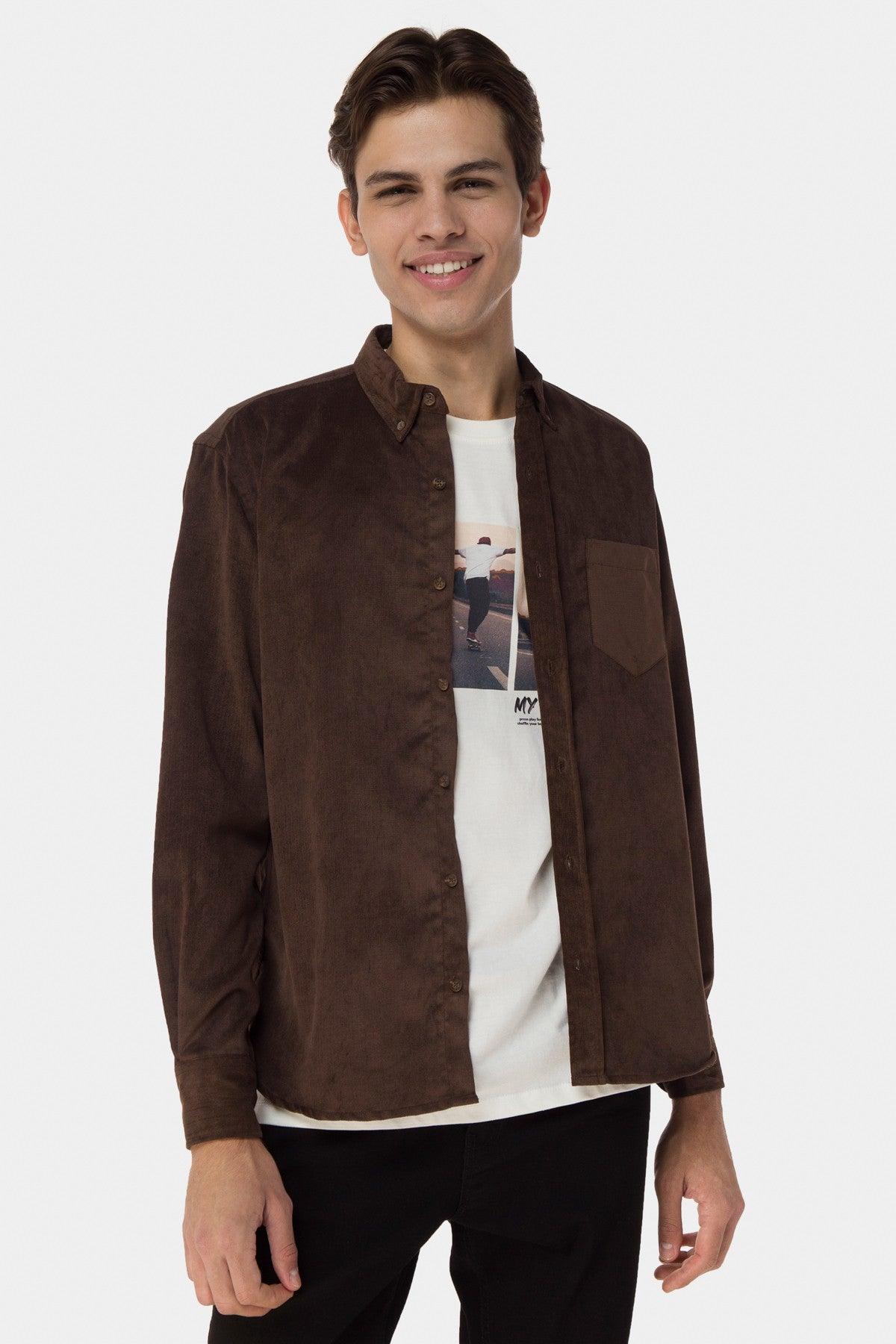 Button Down Shirt For Men - Brown