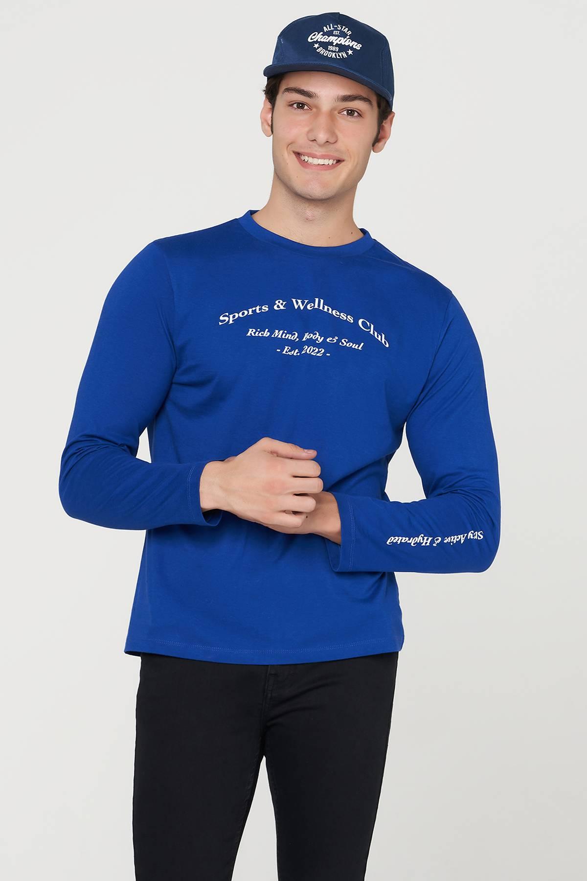 Long Seleeve Printed T-Shirt For Men - Dark Night