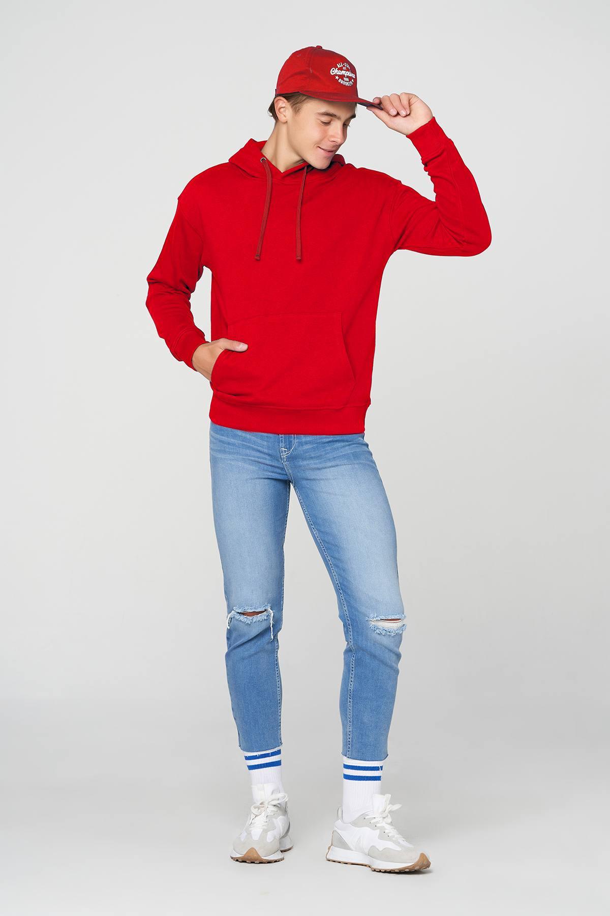 Solid Hoodie For Men - Cadmium Red