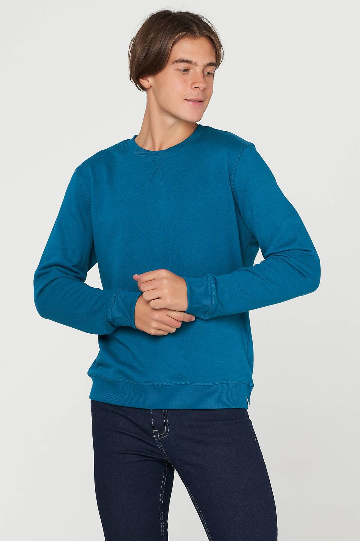 Solid Sweatshirt For Men - Peacock Blue