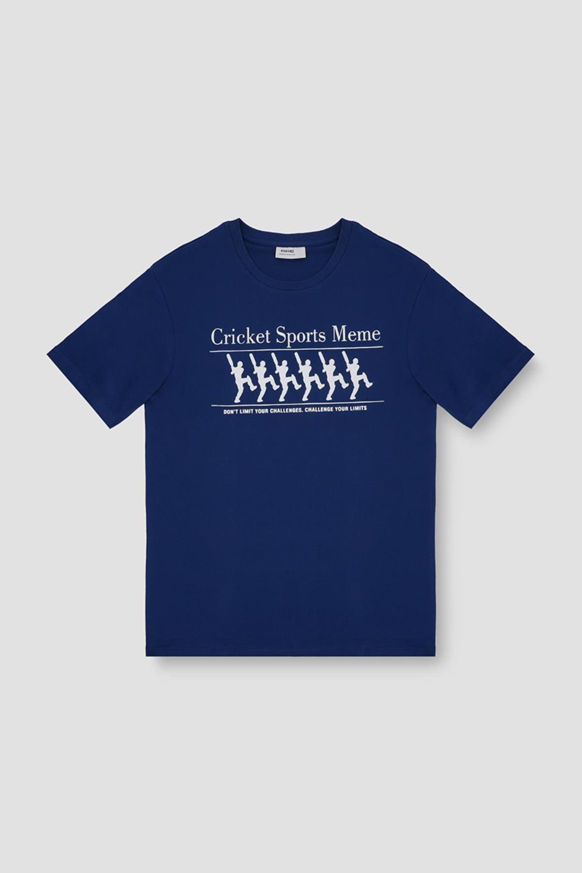 Printed T-Shirt For Men - Blue Quartz Front Side