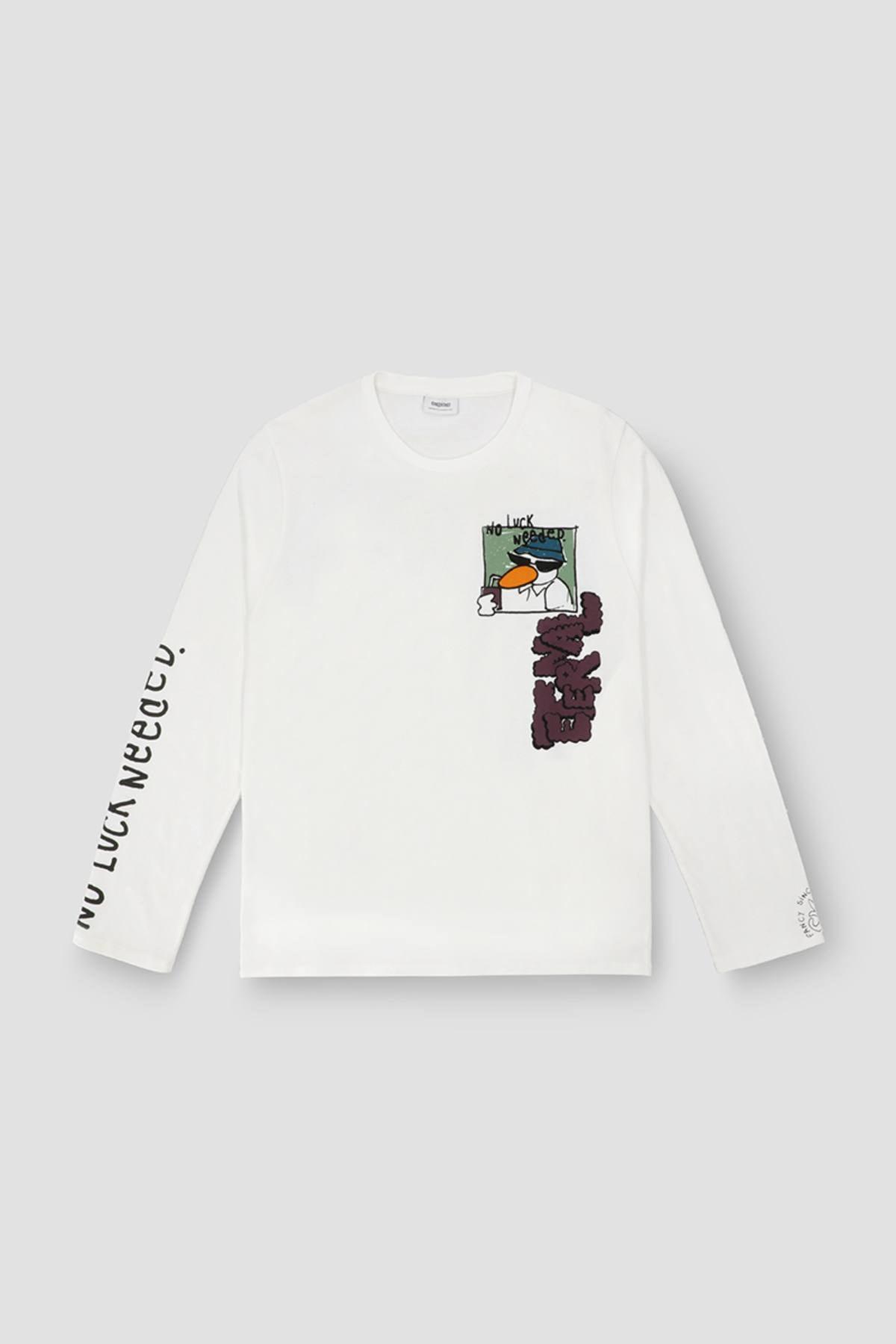 Printed Long Seleeve T-Shirt For Men - White