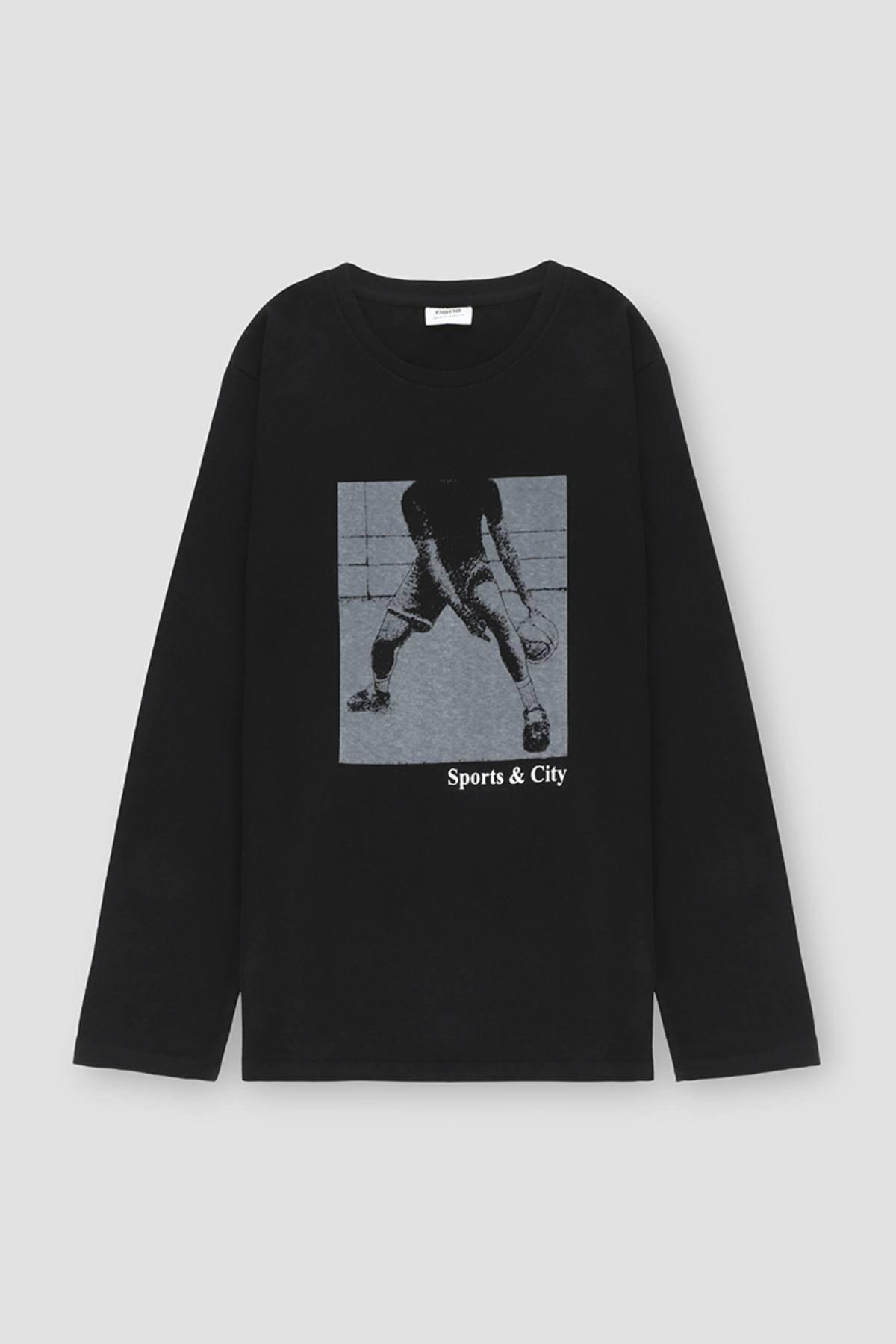 Long Seleeve Graphic T-Shirt For Men - Black