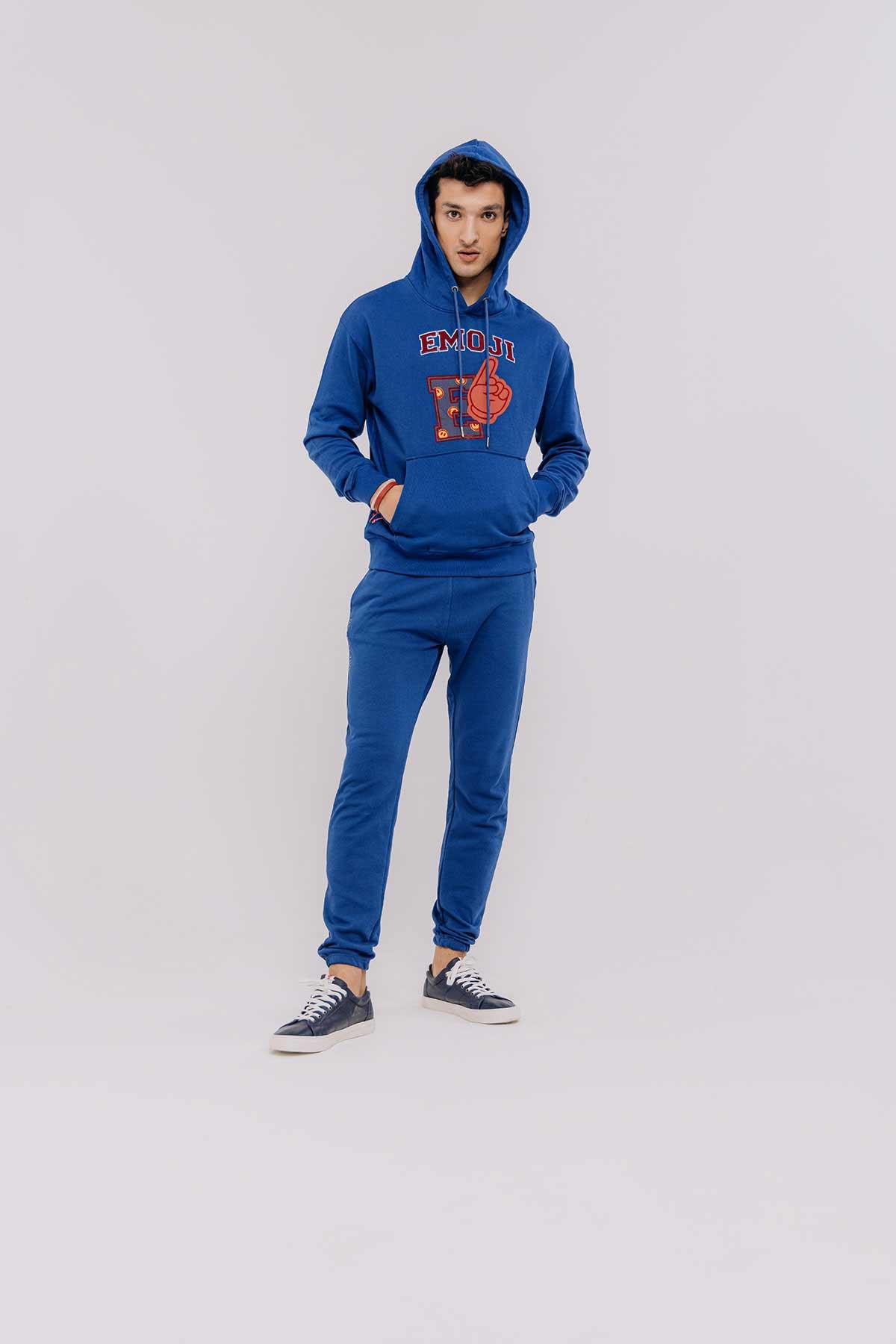 Printed Hoodie For Men - Blue Quartz