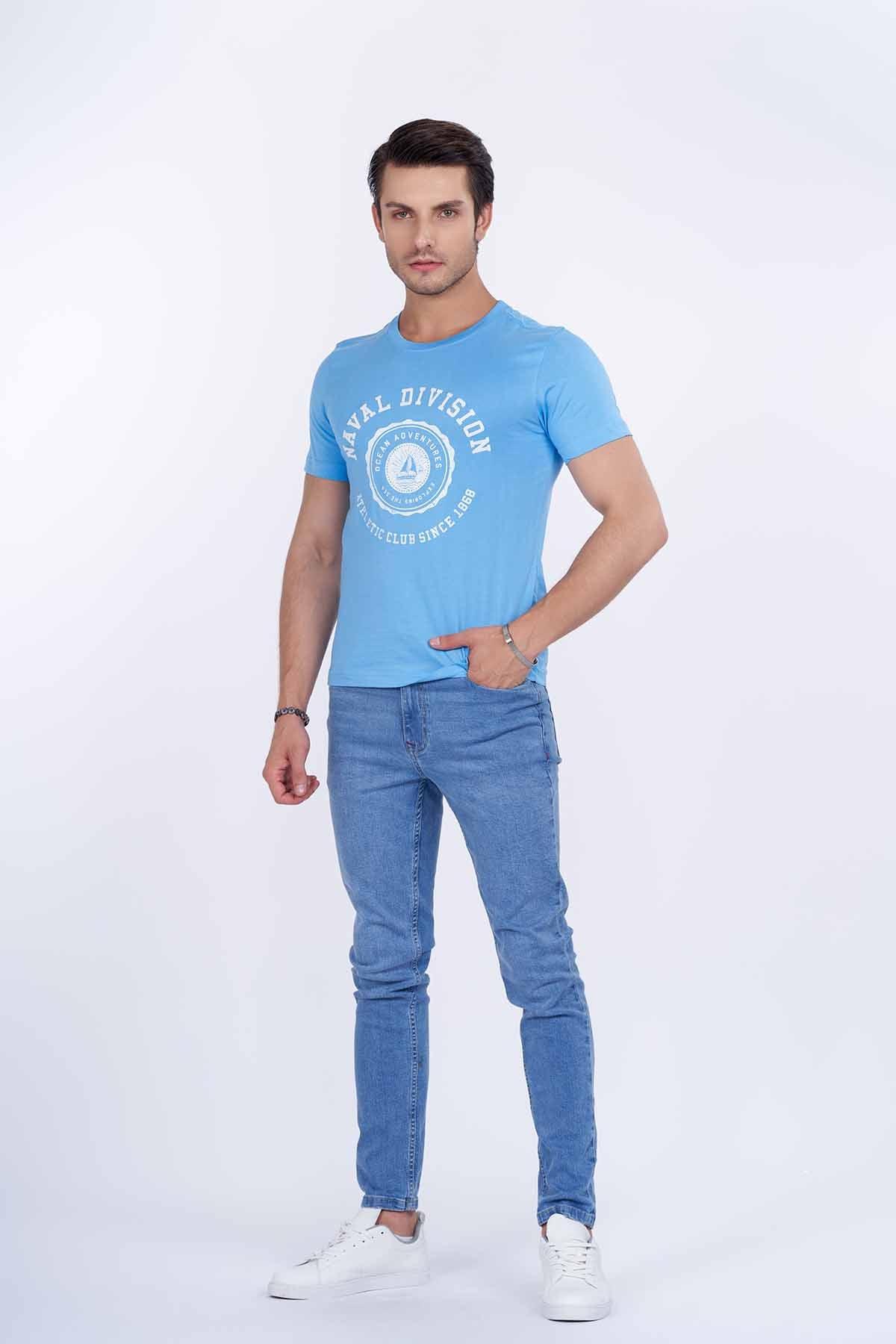 Printed T-Shirt For Men - Blue