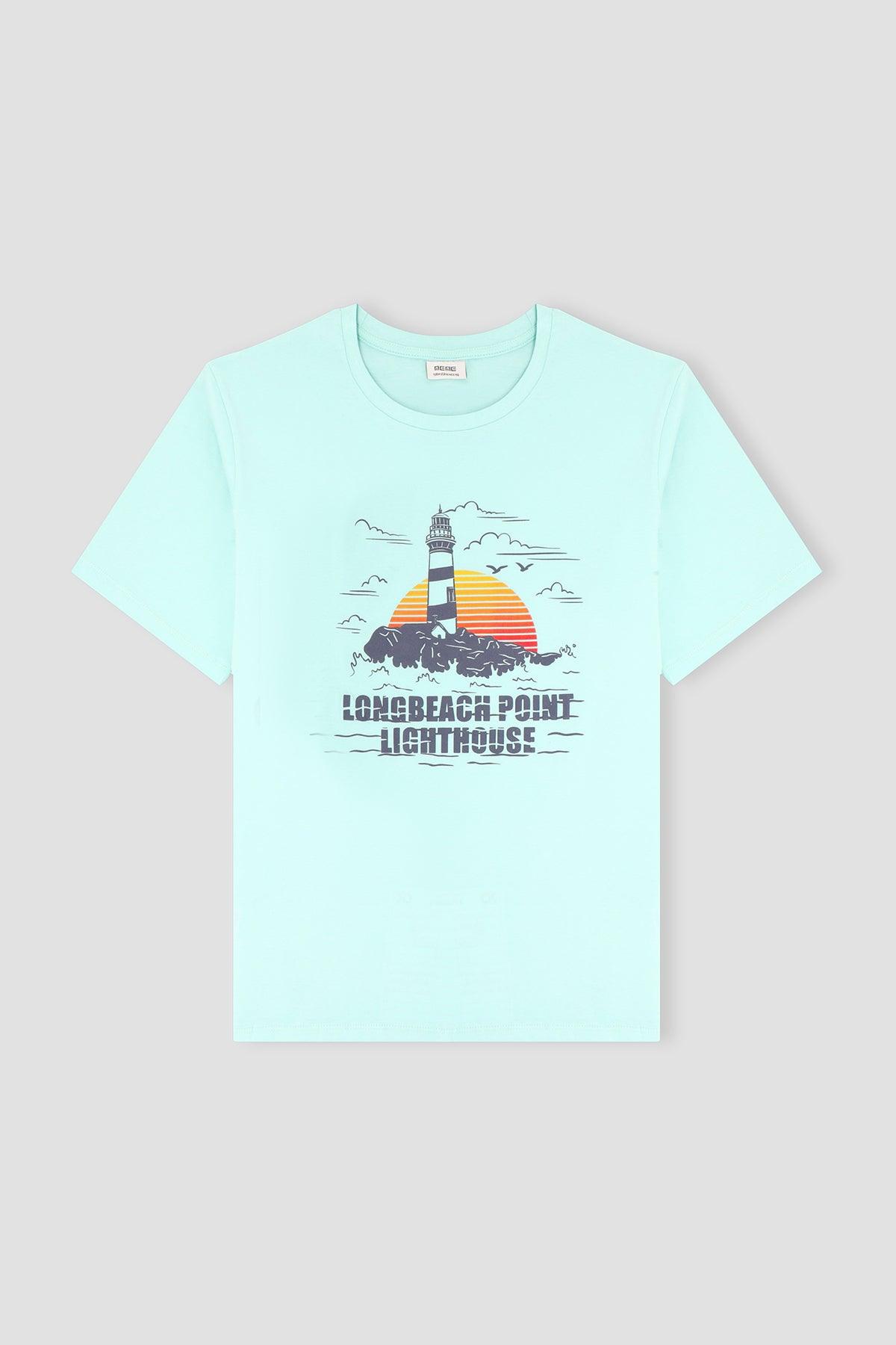 Graphic T-Shirt For Men - Turquoise