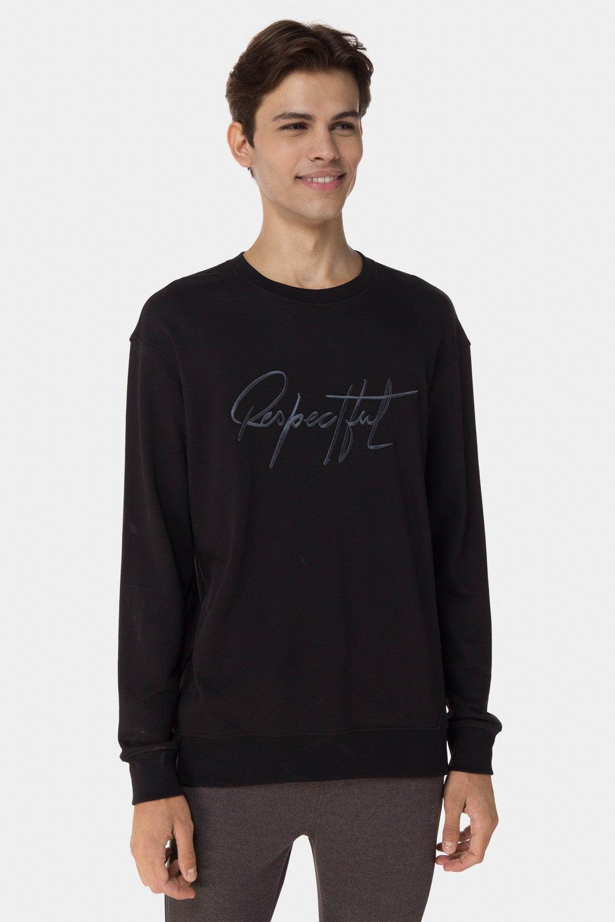 Printed Long Seleeve T-Shirt For Men - Black
