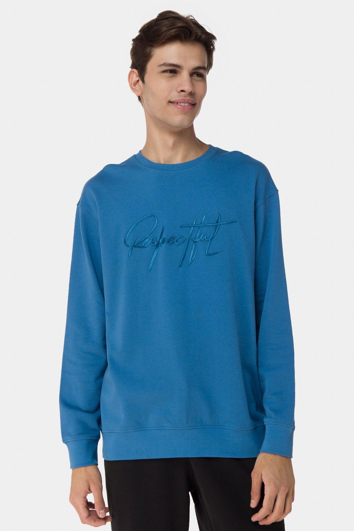 Printed Long Seleeve T-Shirt For Men - Blue