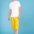 Cargo Pocket Short For Men - Yellow Model Side pose