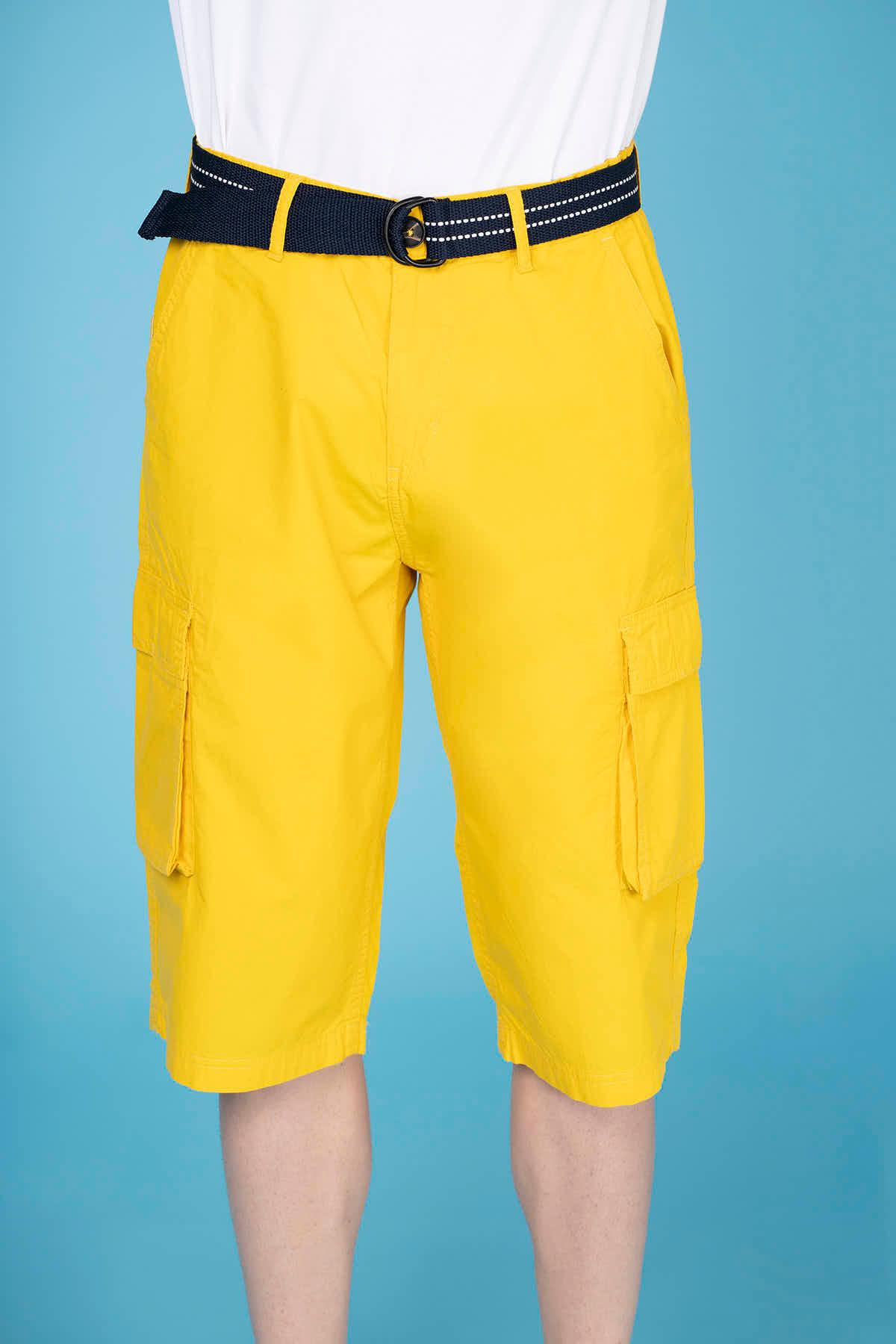 Cargo Pocket Short For Men - Yellow Front Side