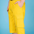 Cargo Pocket Short For Men - Yellow Left Side Pose