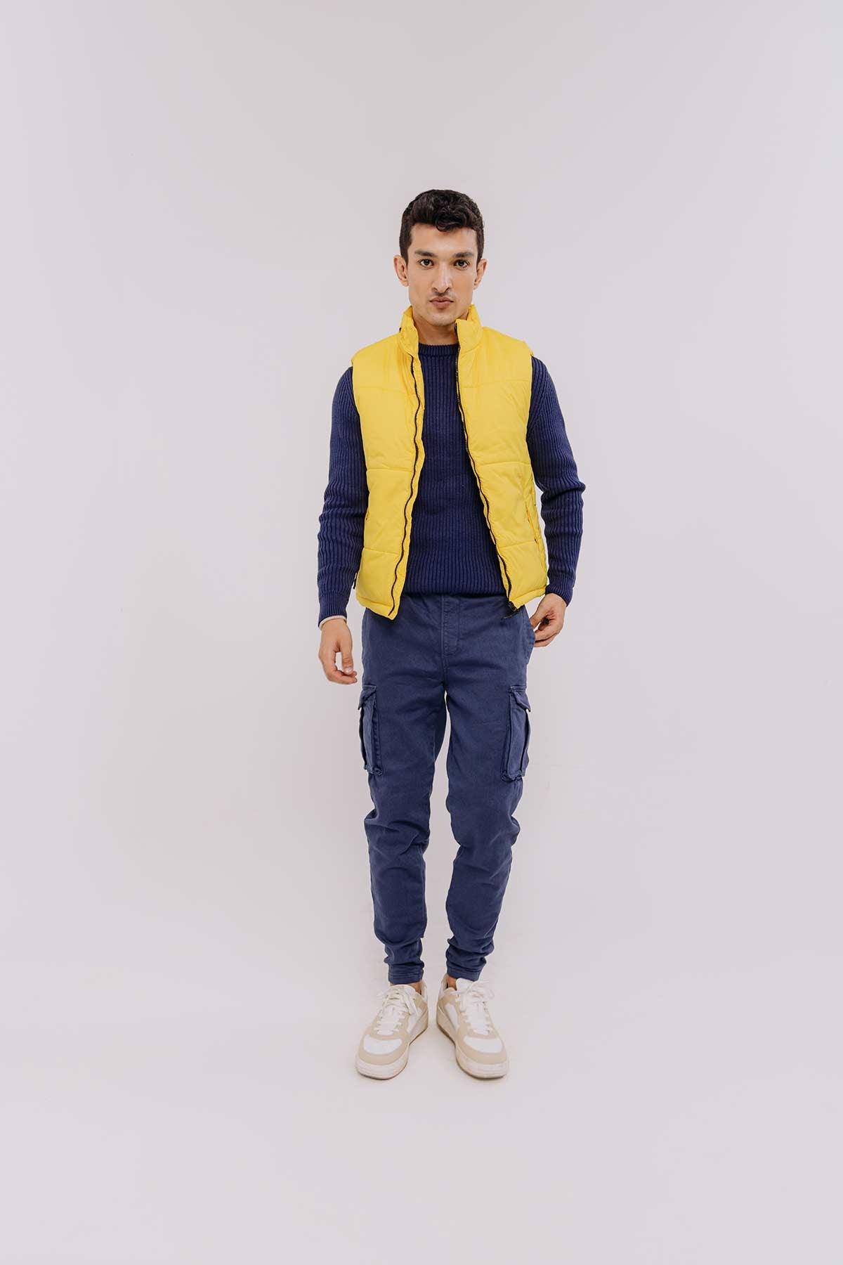 Vest Puffer Jacket For Men - Gold Yellow