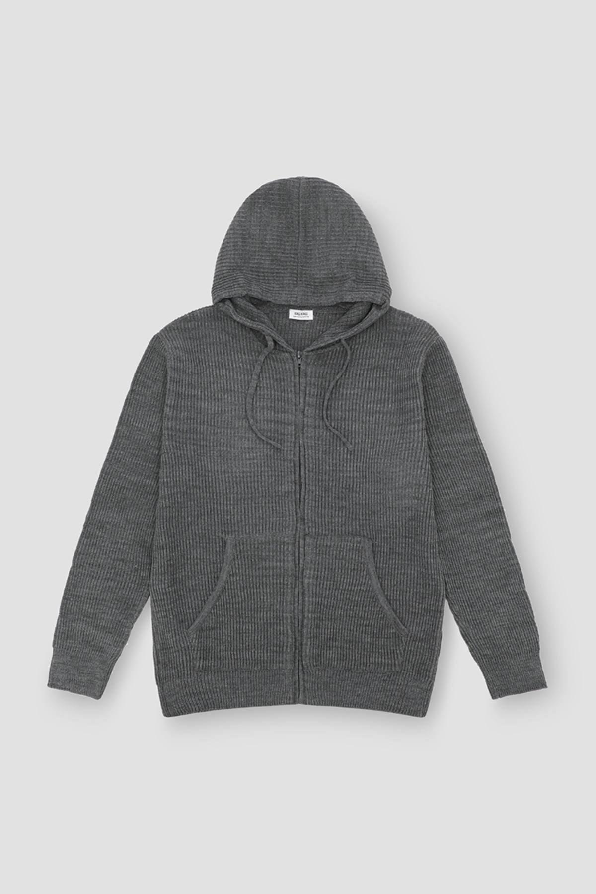 Solid Zip Up Hoodie For Men - Grey Melange