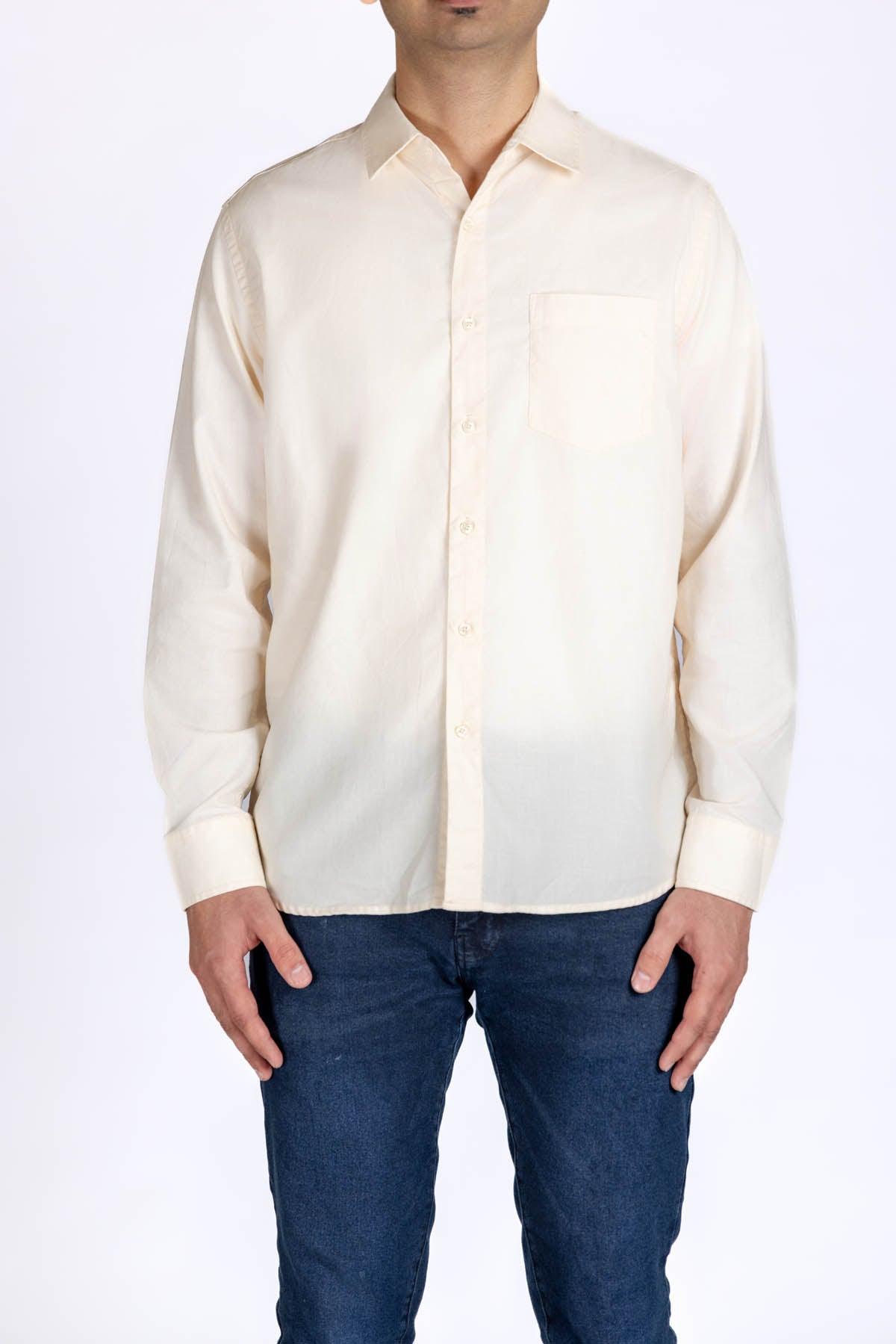 Solid Shirt For Men - Cream