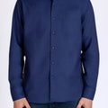 Full Sleeve Solid Spread Collar Shirt For Men - Navy 