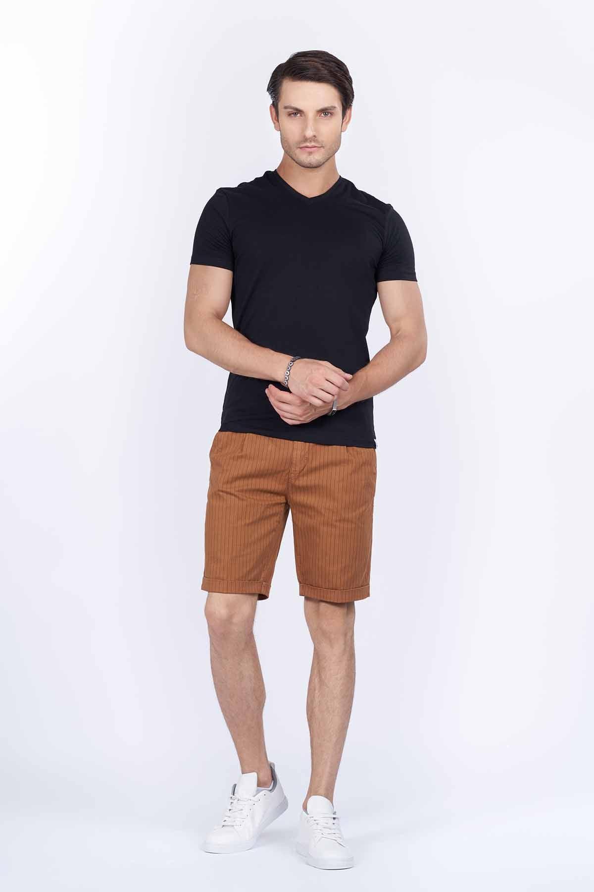 Stripe Short For Men - Tan
