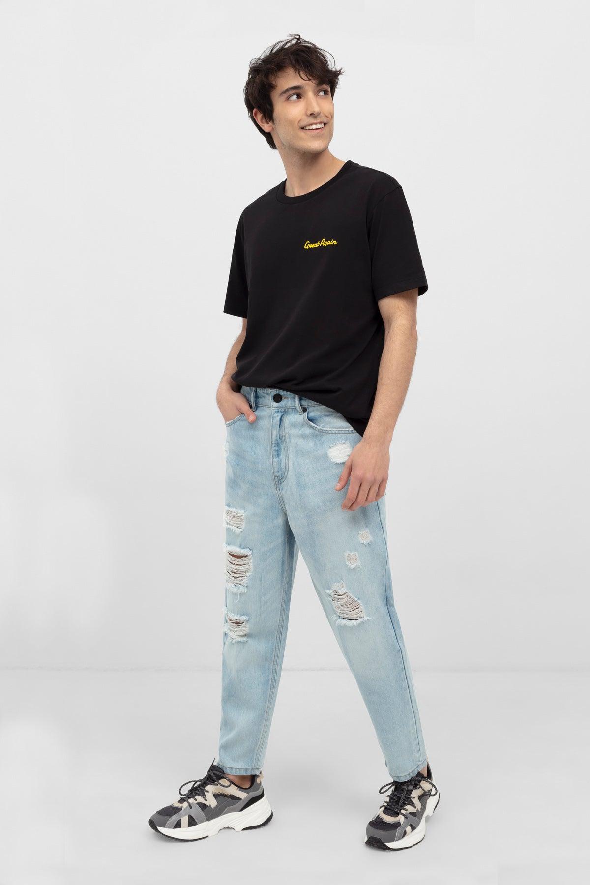 Ripped Jeans For Men - Light Blue