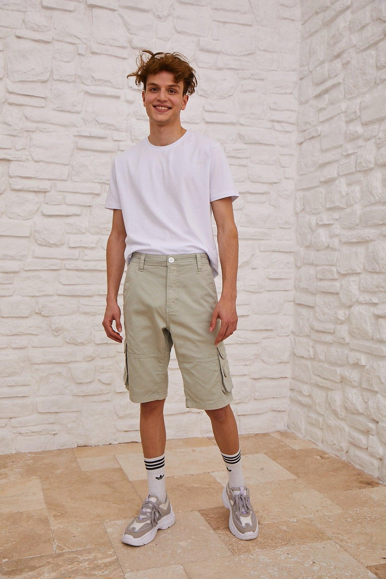 Cargo Pocket Short For Men - Grey Model Front Pose