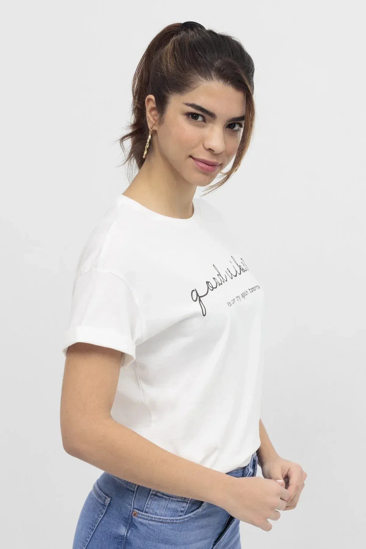 Printed T-Shirt For Women - White - MEME