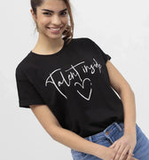 Printed T-Shirt For Women - Black - MEME