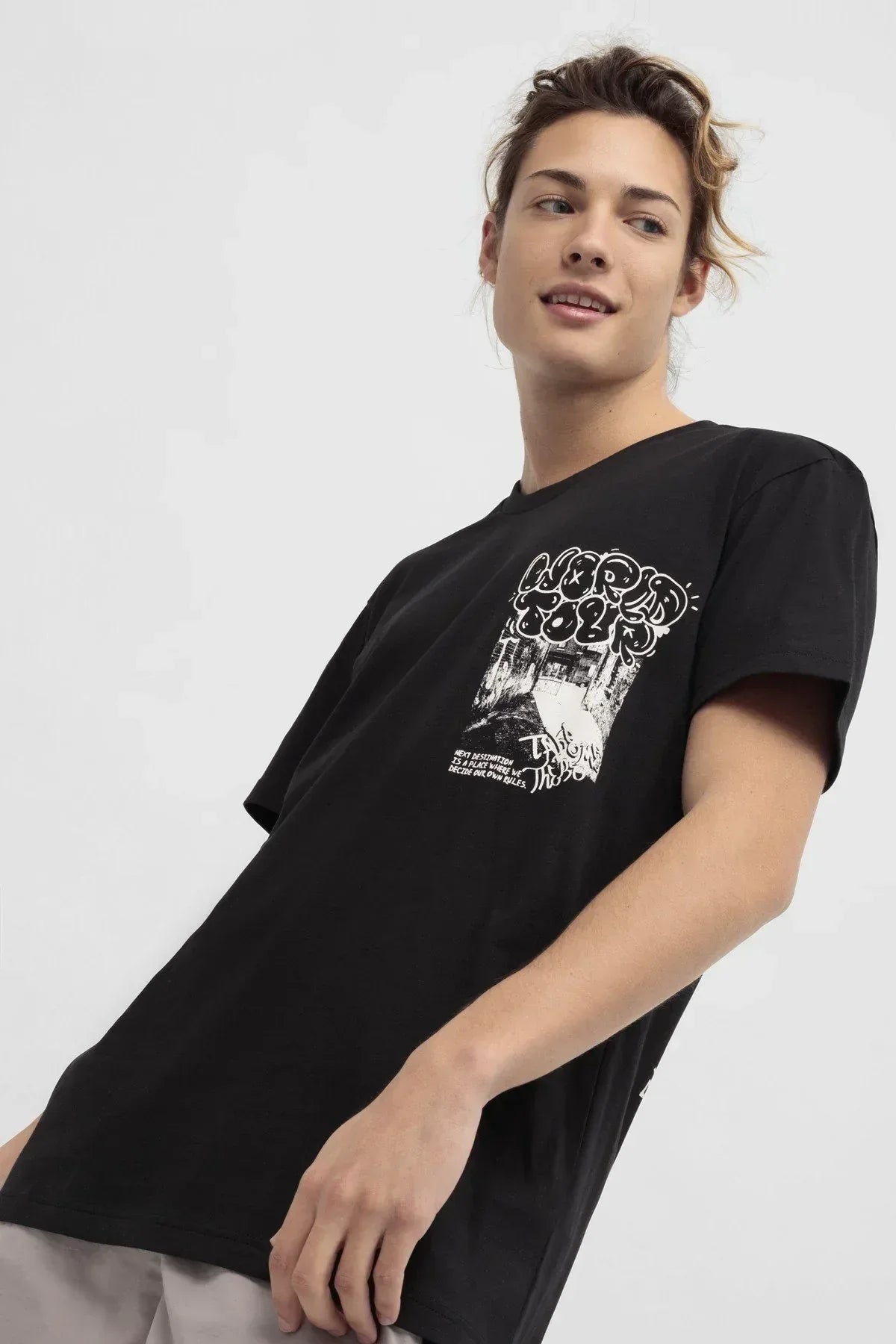 Printed T-Shirt For Men - Black - MEME