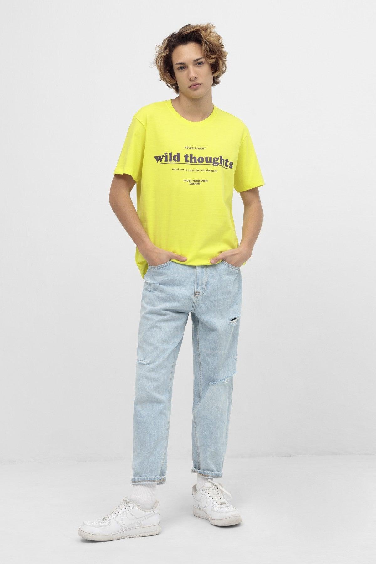 Printed T-Shirt For Men - Lime