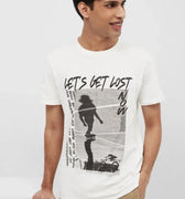 Printed T-Shirt For Men - Ecru - MEME